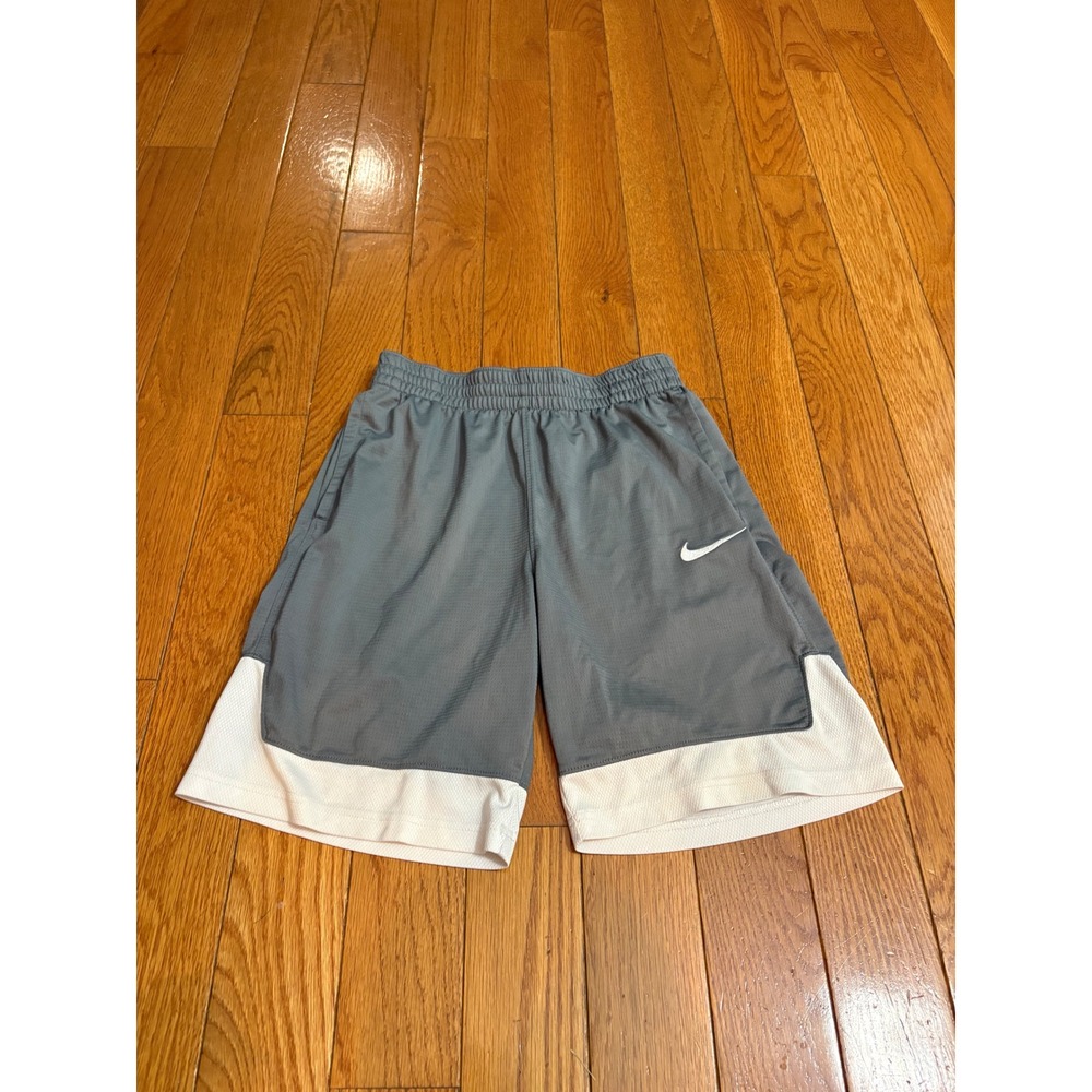 Nike Boys Dri-FIT Mesh Basketball Shorts Gray White Size Large L